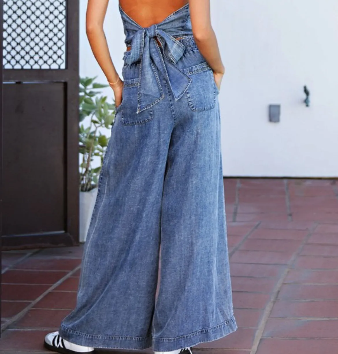 Mineral Wash Wide Leg Denim